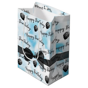 Happy Birthday Bow and Polka Dot Balloons Medium Gift Bag