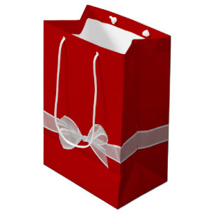 Happy Birthday Bow on Red Medium Gift Bag