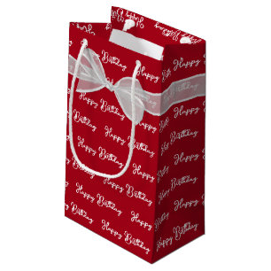 Happy Birthday Bow On Red Small Gift Bag