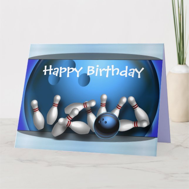 Happy Birthday Bowling ball strike Card (Front)