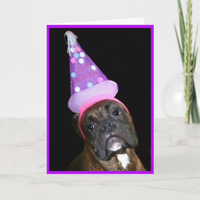 Happy Birthday Boxer Dog greeting card (Front)