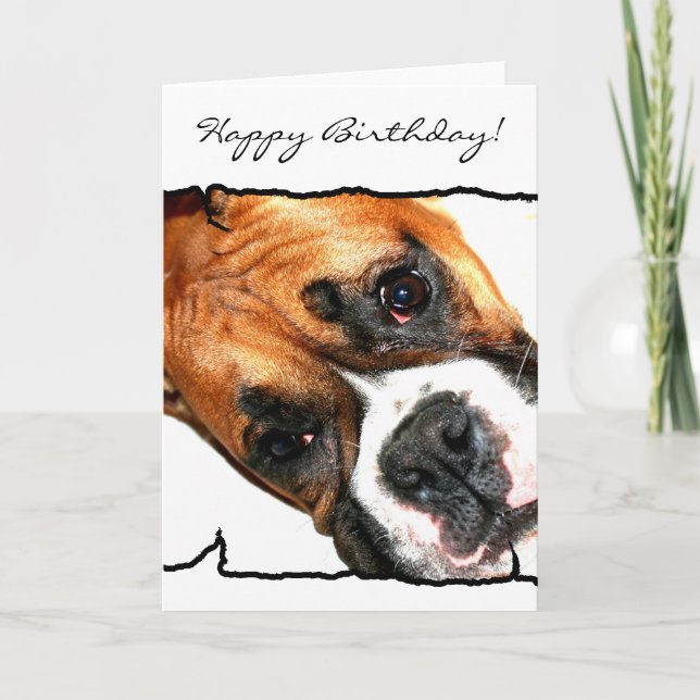 Happy Birthday Boxer dog greeting card (Front)