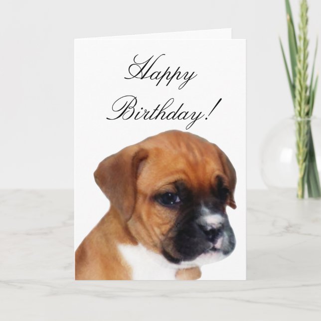 Happy Birthday Boxer puppy greeting card (Front)