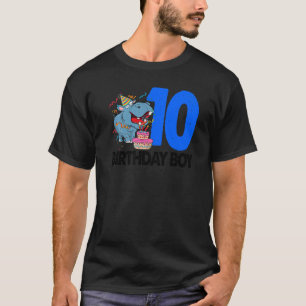 Happy Birthday Boy 10 Women Hippopotamus Party T-Shirt