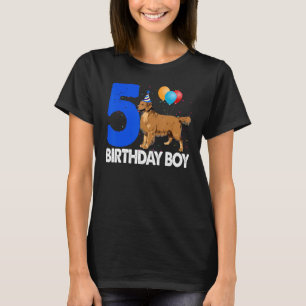 Happy Birthday Boy 5 Golden Retriever Dog Tee Wom