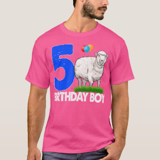 Happy Birthday Boy 5 White Sheep Furry Sheep Women T-Shirt