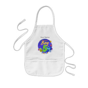 Happy Birthday Boy 5th Fifth Birthday Dinosaur Kids Apron