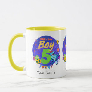 Happy Birthday Boy 5th Fifth Birthday Dinosaur Mug