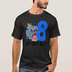 Happy Birthday Boy 8 Women Hippopotamus Party T-Shirt