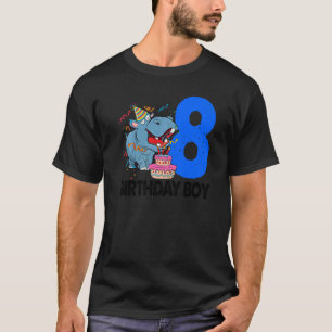 Happy Birthday Boy 8 Women Hippopotamus Party T-Shirt