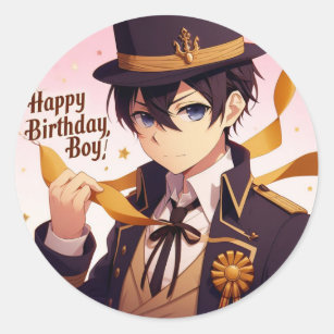 Happy birthday boy (anime version)  classic round sticker