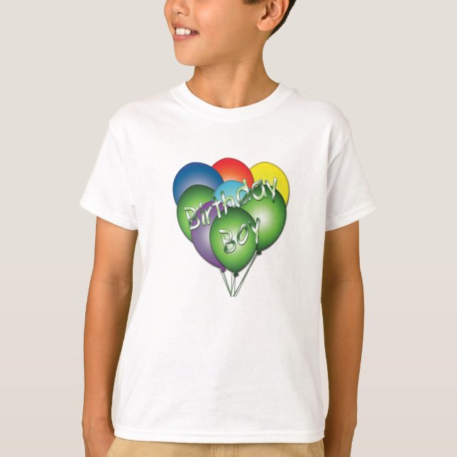Happy Birthday Boy Balloons T-Shirt (Front)