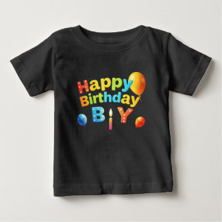 Happy Birthday Boy Colourful Baby T-Shirt with Can