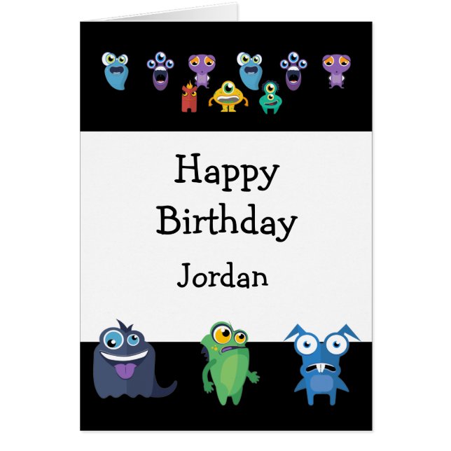 Happy Birthday Boy Girl Fun Monster Cartoons (Front)