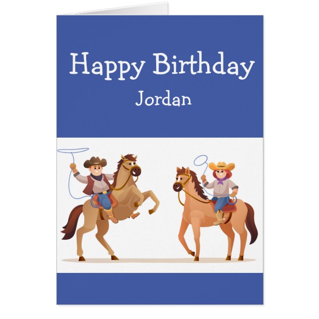Happy Birthday Boy Girl Loves Cowboys Cowgirls (Front)