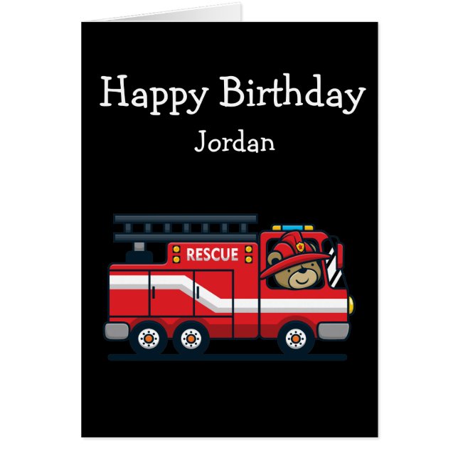 Happy Birthday Boy Girl Loves Fire Trucks  (Front)