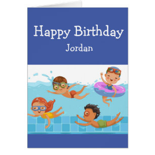 Happy Birthday Boy Girl Loves Water Swimming
