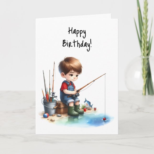 Happy Birthday Boy Hooked on Birthday Wishes Card (Front)