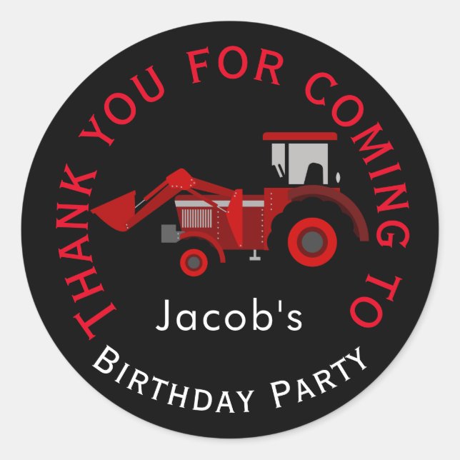Happy Birthday Boy - Red Tractor Classic Round Sticker (Front)