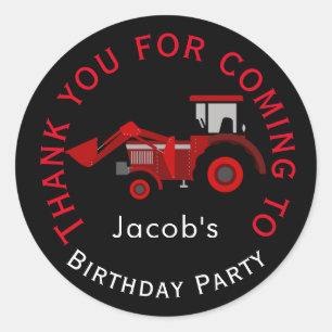 Happy Birthday Boy - Red Tractor Classic Round Sticker