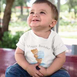 Happy Birthday Boy Teddy Bear Ice Cream Toddler T-Shirt