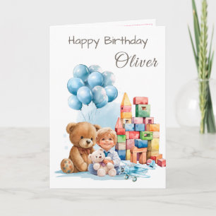 Happy Birthday Boy Watercolor Birthday Card