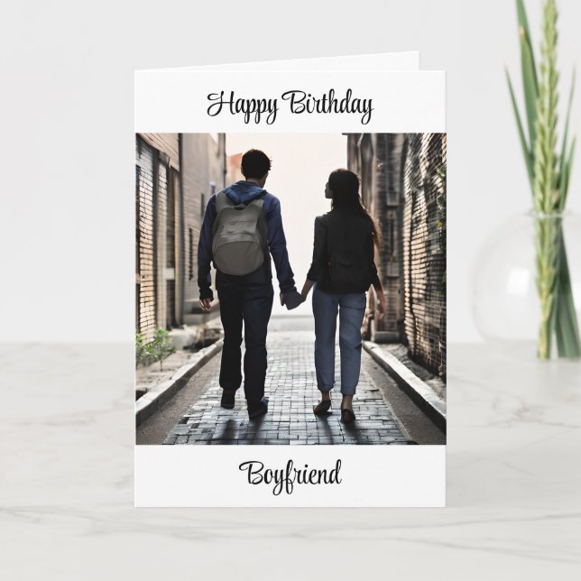 Happy Birthday Boyfriend | Couple Holding Hands Card (Front)