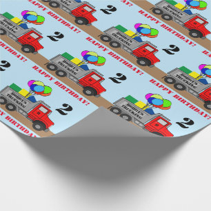 Happy Birthday Boys Truck Personalise Name Age Wrapping Paper