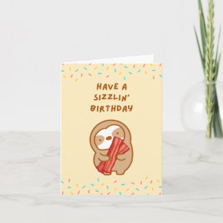 Happy Birthday Breakfast Bacon Sloth Card