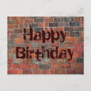 Happy Birthday brick wall Postcard