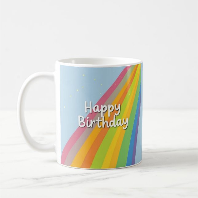 Happy Birthday Bright & Colourful Rainbow Coffee Mug (Left)
