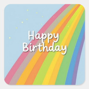 Happy Birthday Bright & Colourful Rainbow Square Sticker