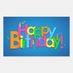 Happy Birthday - Bright Colours Rectangular Sticker