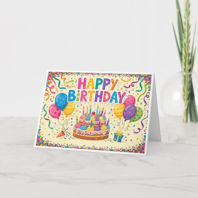 Happy birthday bright loud blank card (Front)