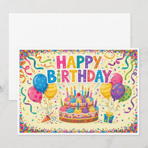 Happy birthday bright loud blank card