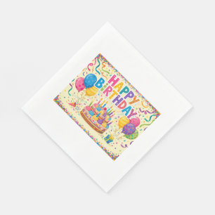 Happy birthday bright loud blank card napkin