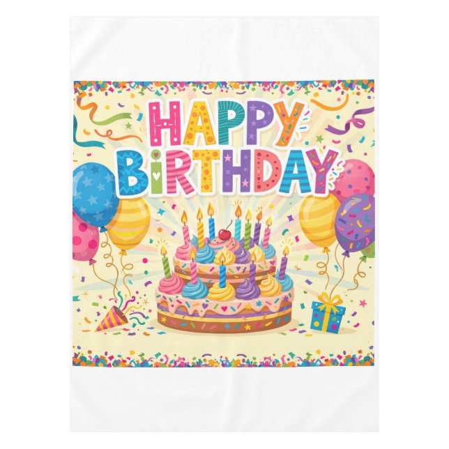 Happy birthday bright loud blank card tablecloth (Front)