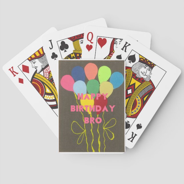 Happy Birthday Bro Art Print Playing Cards (Back)