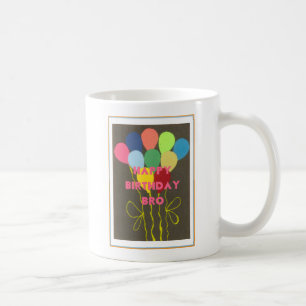 Happy Birthday Bro. Cute heard colourful balloons  Coffee Mug