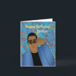 Happy Birthday Brother African American Card<br><div class="desc">This cool birthday card features an African American male with a blue suit and a black shirt.  Send a card out to your brother that's relatable and expresses your message the way you intended.</div>