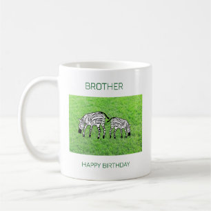 Happy Birthday Brother, Cute and Happy Zebras  Coffee Mug