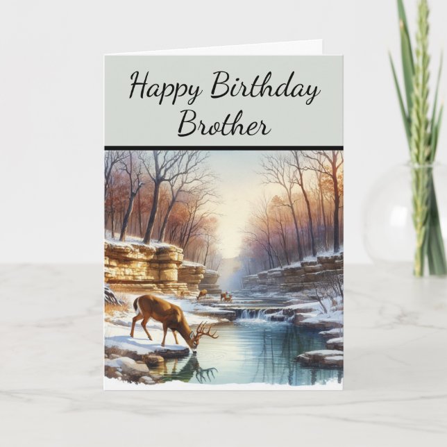 Happy Birthday Brother Deer Buck Card (Front)