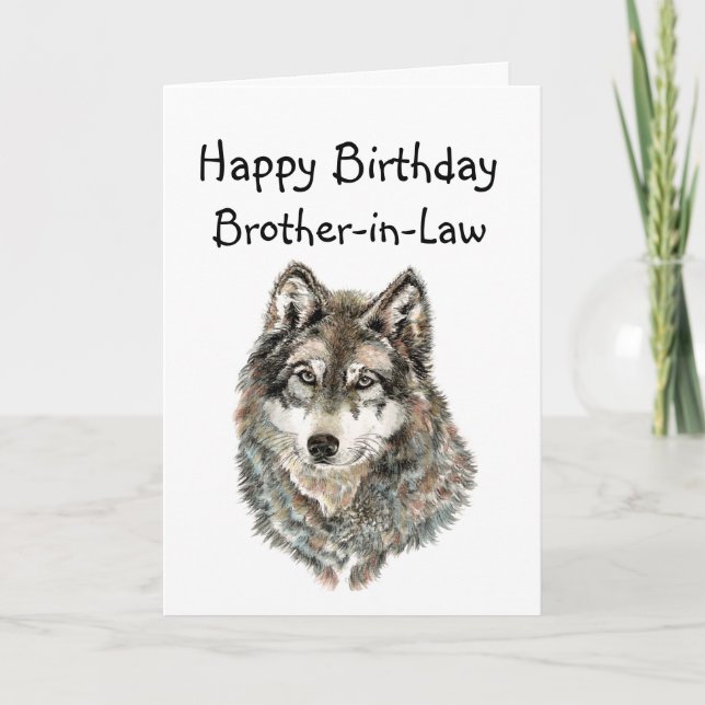 Happy Birthday Brother-in-Law Humor Wolf, Wolves Card (Front)