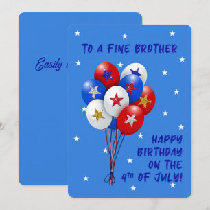 Happy Birthday Brother July Patriotic Balloons
