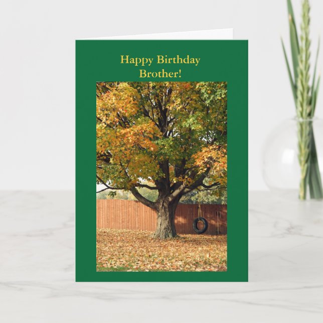 Happy Birthday Brother!  Old tire swing. Card (Front)