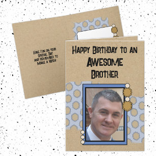 Happy Birthday brother photo blue Card