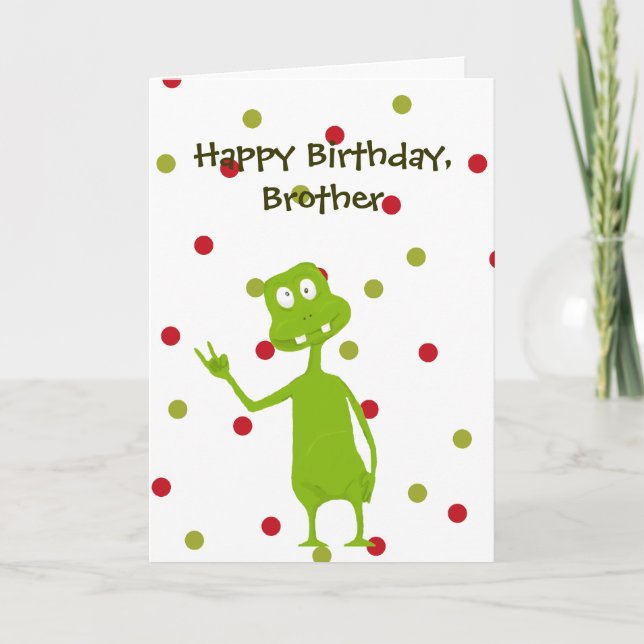 Happy Birthday Brother Space Alien Card (Front)