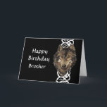 Happy Birthday Brother Wild Grey Wolf Head Card<br><div class="desc">Happy Birthday Custom Name Wild Grey Wolf Head</div>