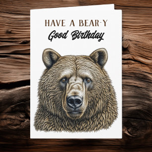 Happy Birthday Brown Bear Themed Card