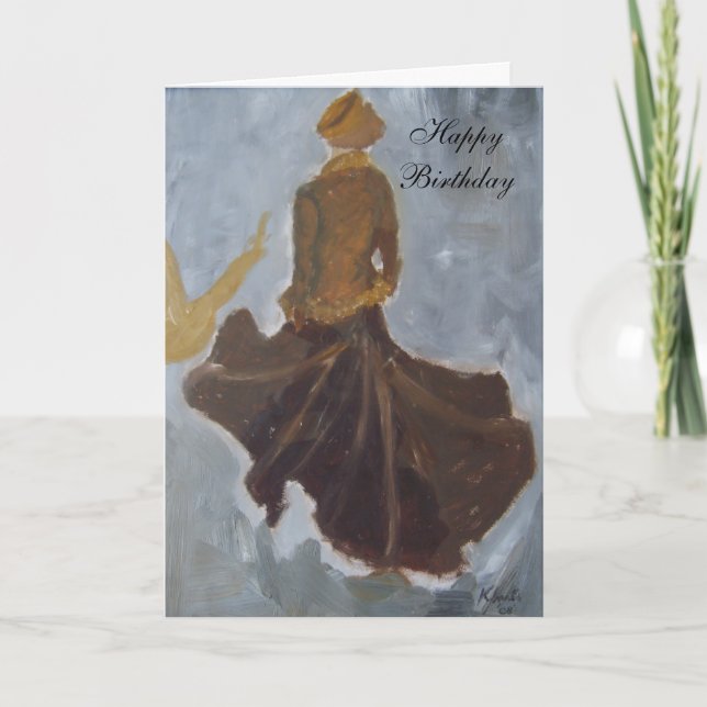 Happy Birthday (brown dress) Card (Front)